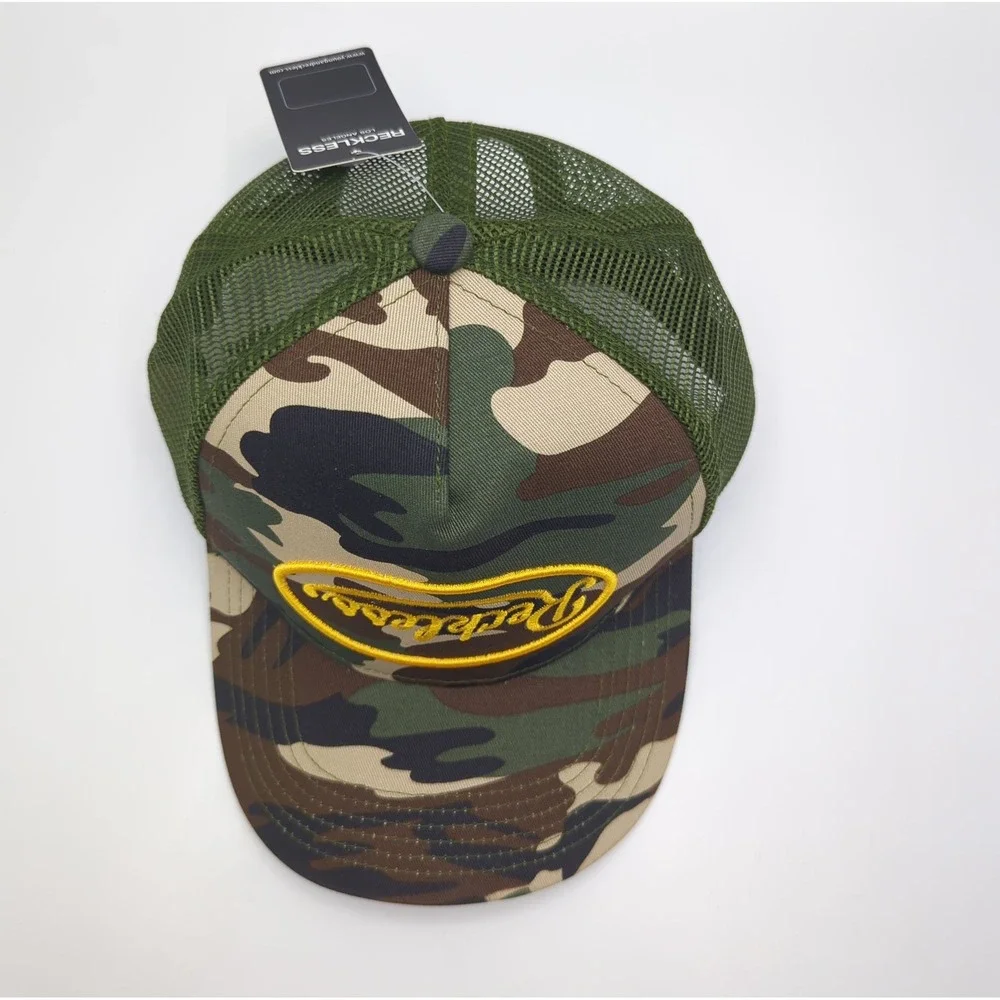 Young & Reckless Camo Trucker Hat Mens Green Camouflage Snapback Mesh Cap Logo